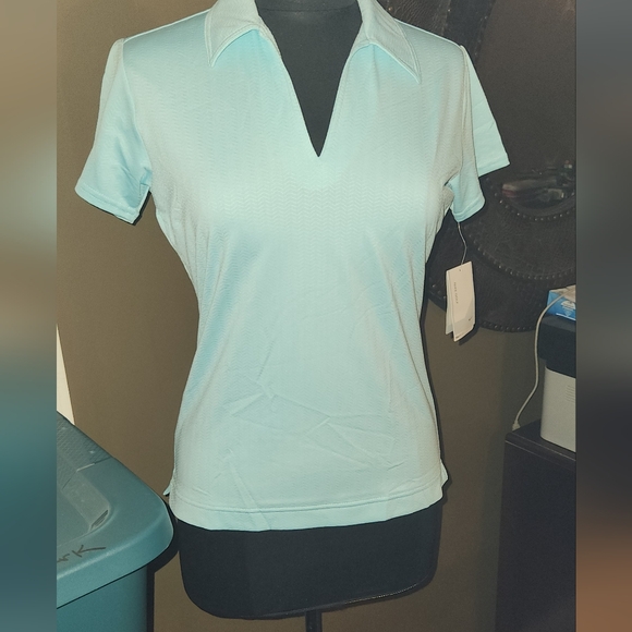 NEW DEADSTOCK VINTAGE NIKE DRIFIT GOLF PERFORMANCE POLO NO BUTTON V-NECK SZM - Picture 2 of 16